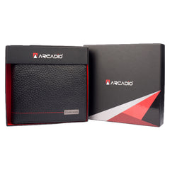 ARCADIO Men's Wallet Black Twice As Nice Bifold Dual Toned Leather Wallet for Unique Birthday Anniversary Gift for Men Boy Love Husband Employees Clients