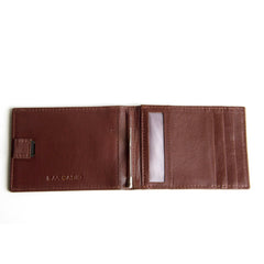 ARCADIO Money Clip Maroon Textured Leather Bi-Fold RFID Protected Card Holder with Money Clipper Slim Wallet for Men Unique Birthday Anniversary Gift