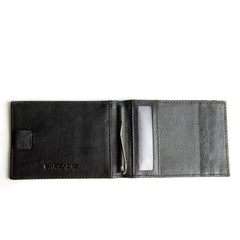 ARCADIO Money Clip Black Textured Leather Bi-Fold RFID Protected Card Holder with Money Clipper Slim Wallet for Men Unique Birthday Anniversary Gift
