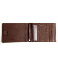 ARCADIO Money Clip Brown Textured Leather Bi-Fold RFID Protected Card Holder with Money Clipper Slim Wallet for Men Unique Birthday Anniversary Gift