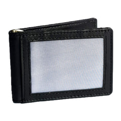 ARCADIO Money Clip Black Textured Leather Bi-Fold RFID Protected Card Holder with Money Clipper Slim Wallet for Men Unique Birthday Anniversary Gift