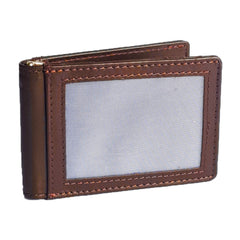 ARCADIO Money Clip Brown Textured Leather Bi-Fold RFID Protected Card Holder with Money Clipper Slim Wallet for Men Unique Birthday Anniversary Gift
