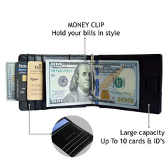 ARCADIO Money Clip Brown Textured Leather Bi-Fold RFID Protected Card Holder with Money Clipper Slim Wallet for Men Unique Birthday Anniversary Gift