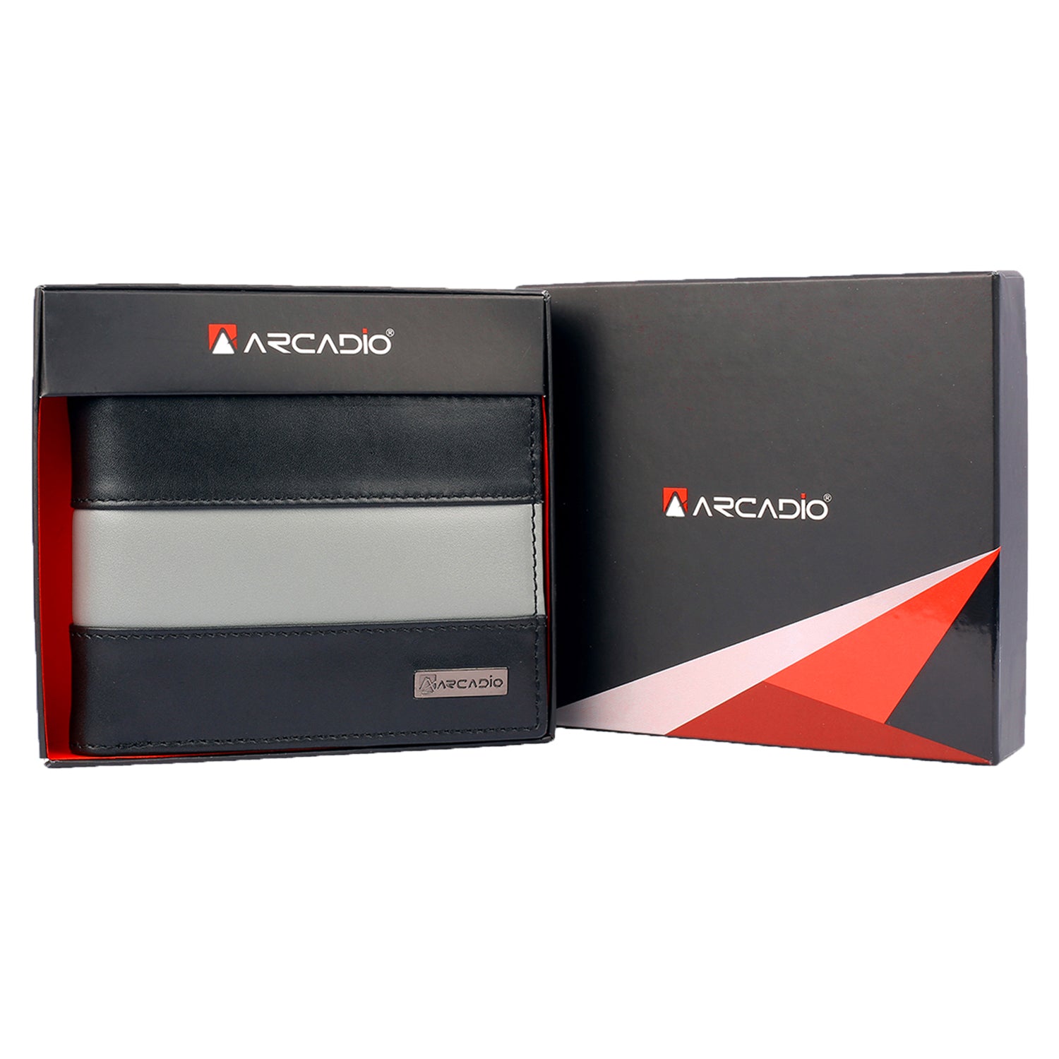 ARCADIO Men's Wallet Black Two Much Bifold Dual Toned Leather Wallet for Unique Birthday Anniversary Gift for Men Boy Love Husband Employees Clients