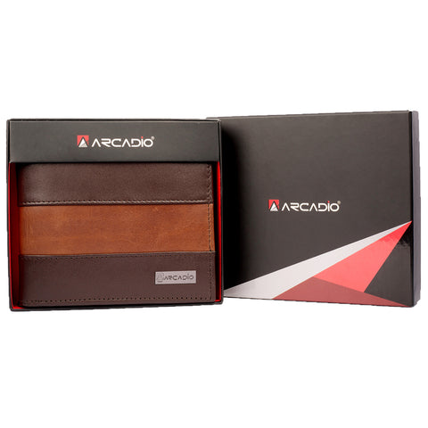 ARCADIO Men's Wallet Brown Two Much Bifold Dual Toned Leather Wallet for Unique Birthday Anniversary Gift for Men Boy Love Husband Employees Clients