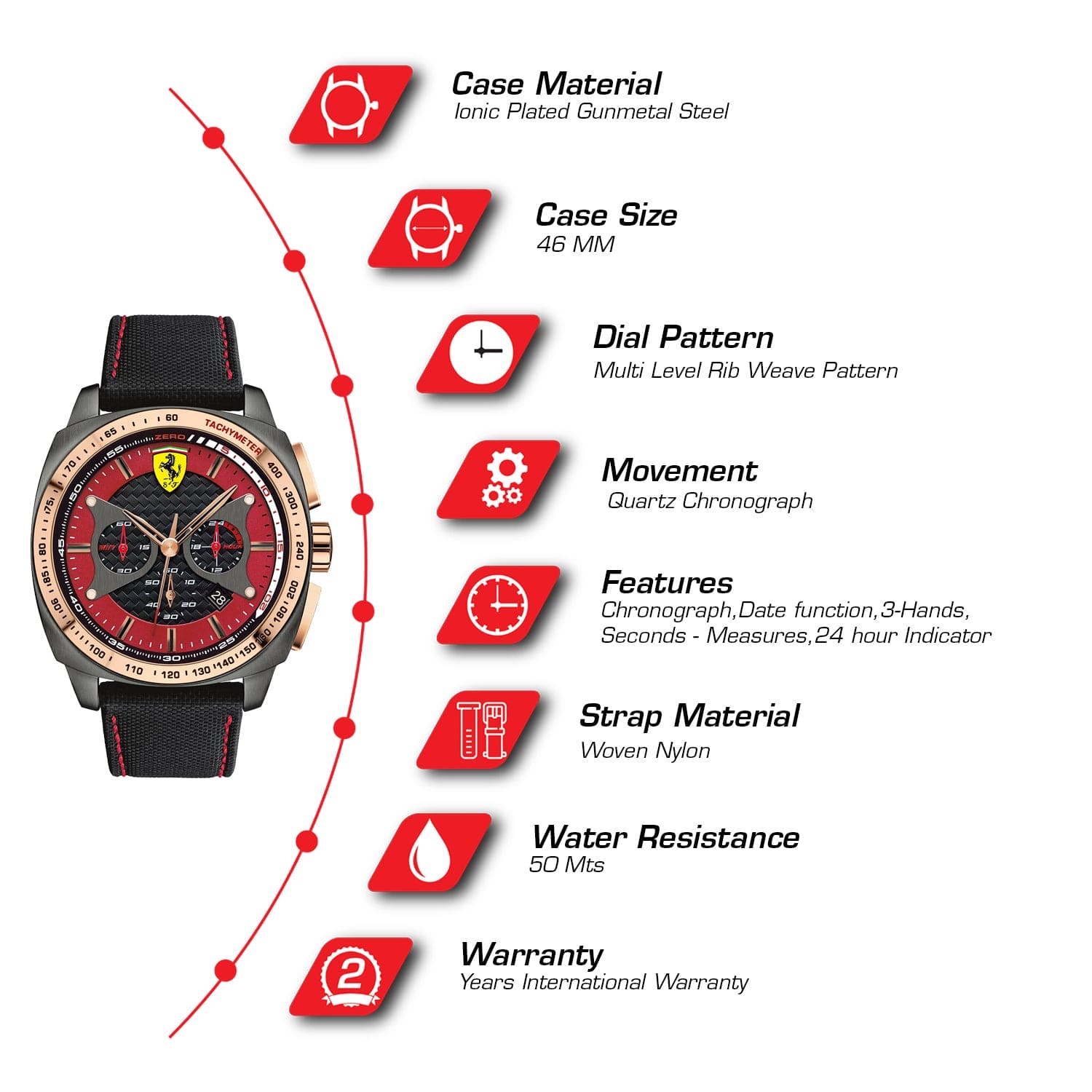 Scuderia Ferrari Aero Evo Chronograph Multicolour Round Dial Men's Watch - 830294