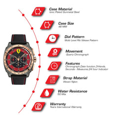 Scuderia Ferrari Aero Evo Chronograph Multicolour Round Dial Men's Watch - 830294