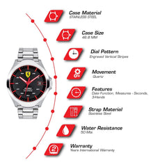 SCUDERIA FERRARI Aero Quartz Black Round Dial Men's Watch - 0830507