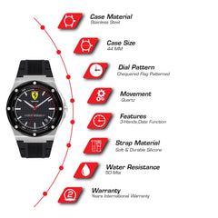 Scuderia Ferrari Aspire Quartz Black Round Dial Men's Watch - 830529