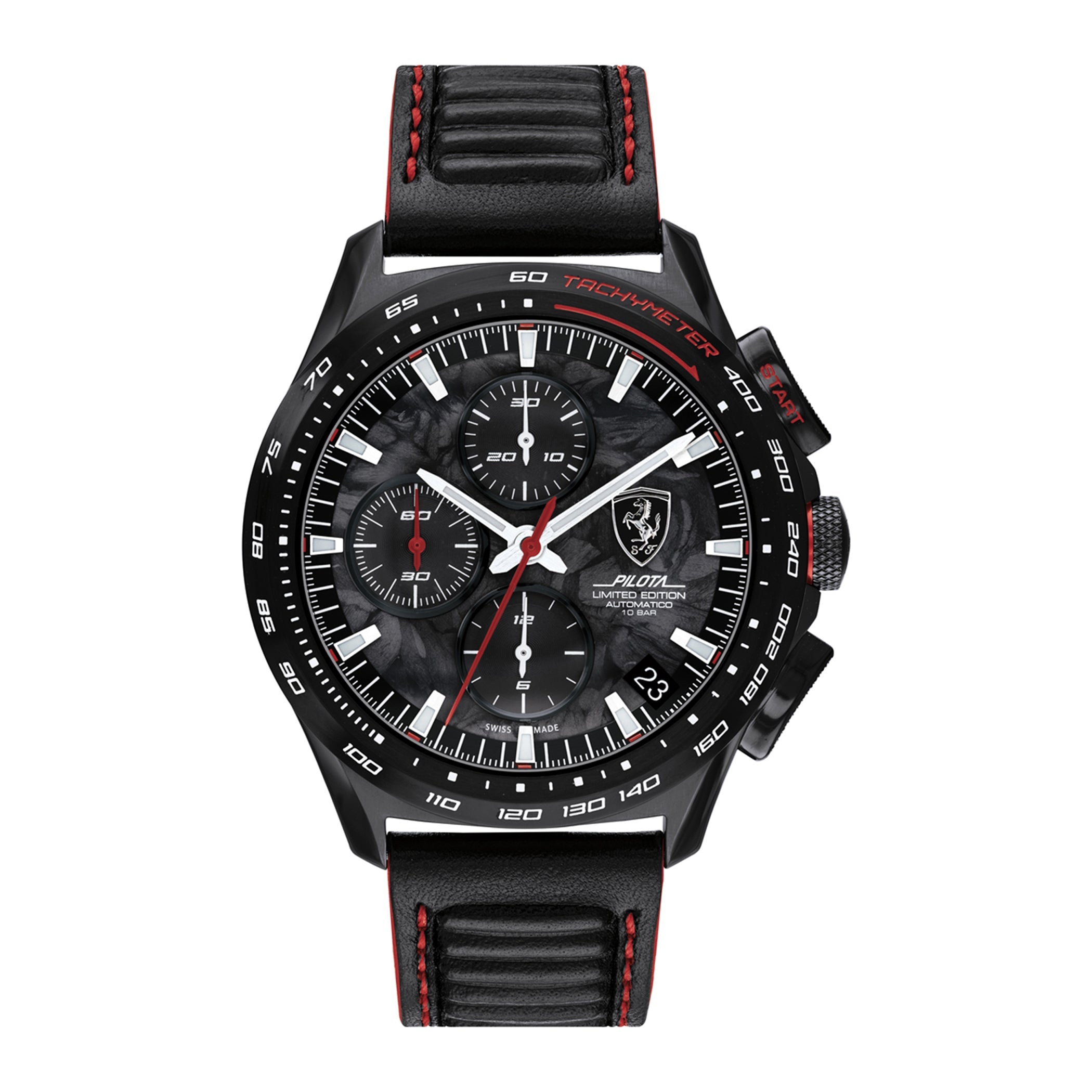 SCUDERIA FERRARI LIMITED EDITION PILOTA EVO Swiss Auto Black Round Dial Men's Watch- 0830737