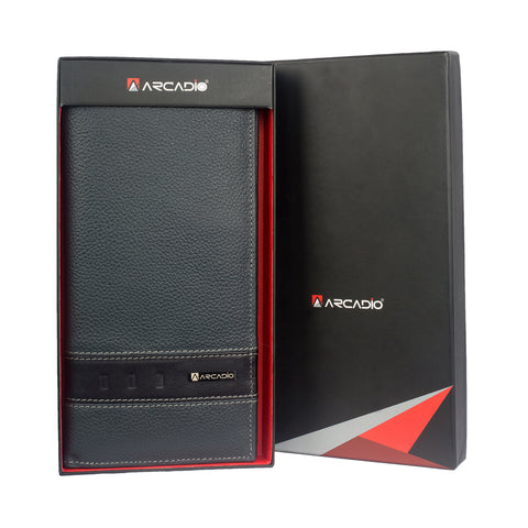 ARCADIO Men's Wallet Space Craft Bifold Belt Strap Long Leather Wallet for Unique Birthday Anniversary Gift for Men, Boy, Husband, Employees, Clients
