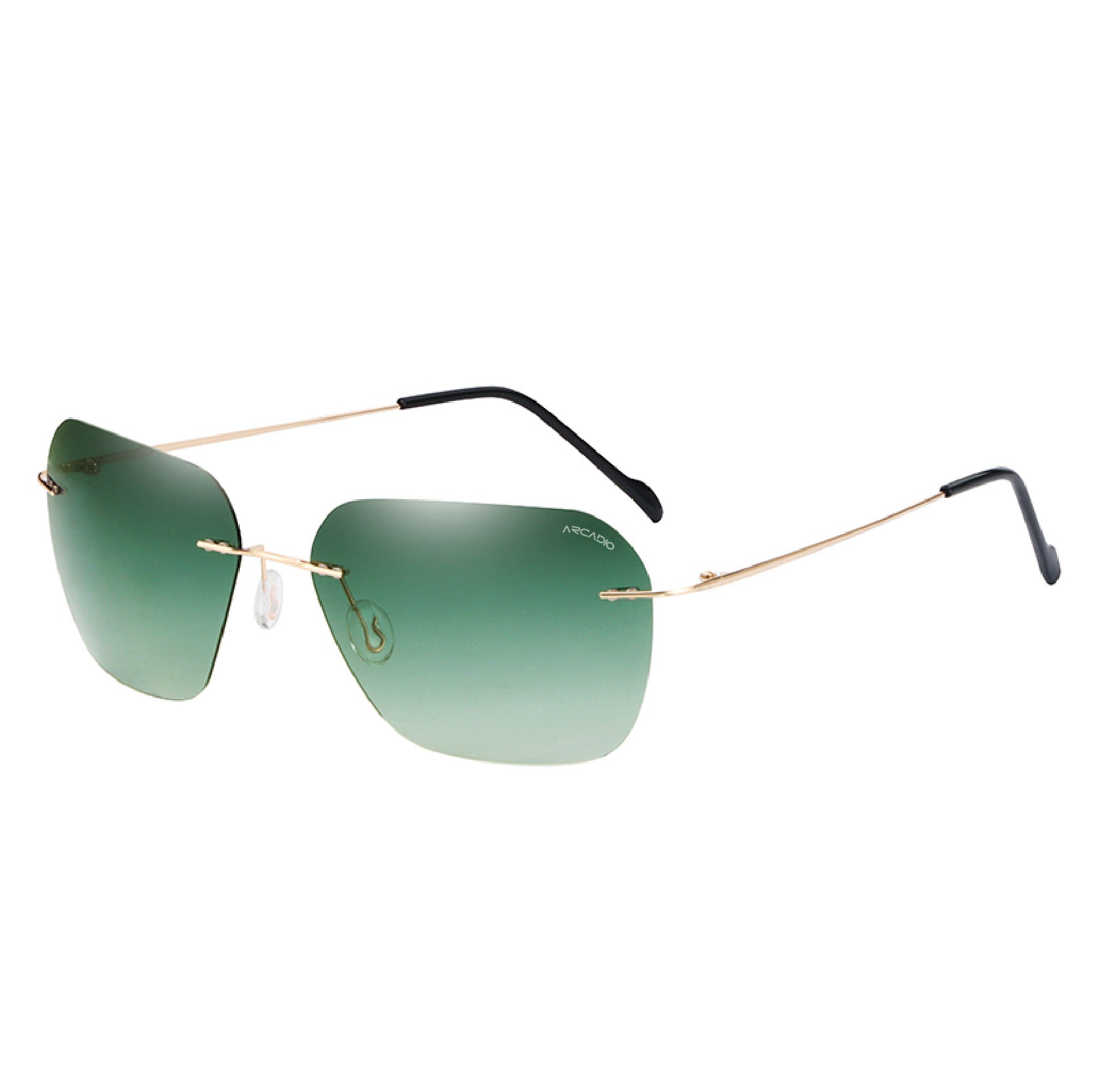 ARCADIO Eclipse Rimless Square Sunglass (Gold, Green) - AR-AK17203-C4GD-G15P