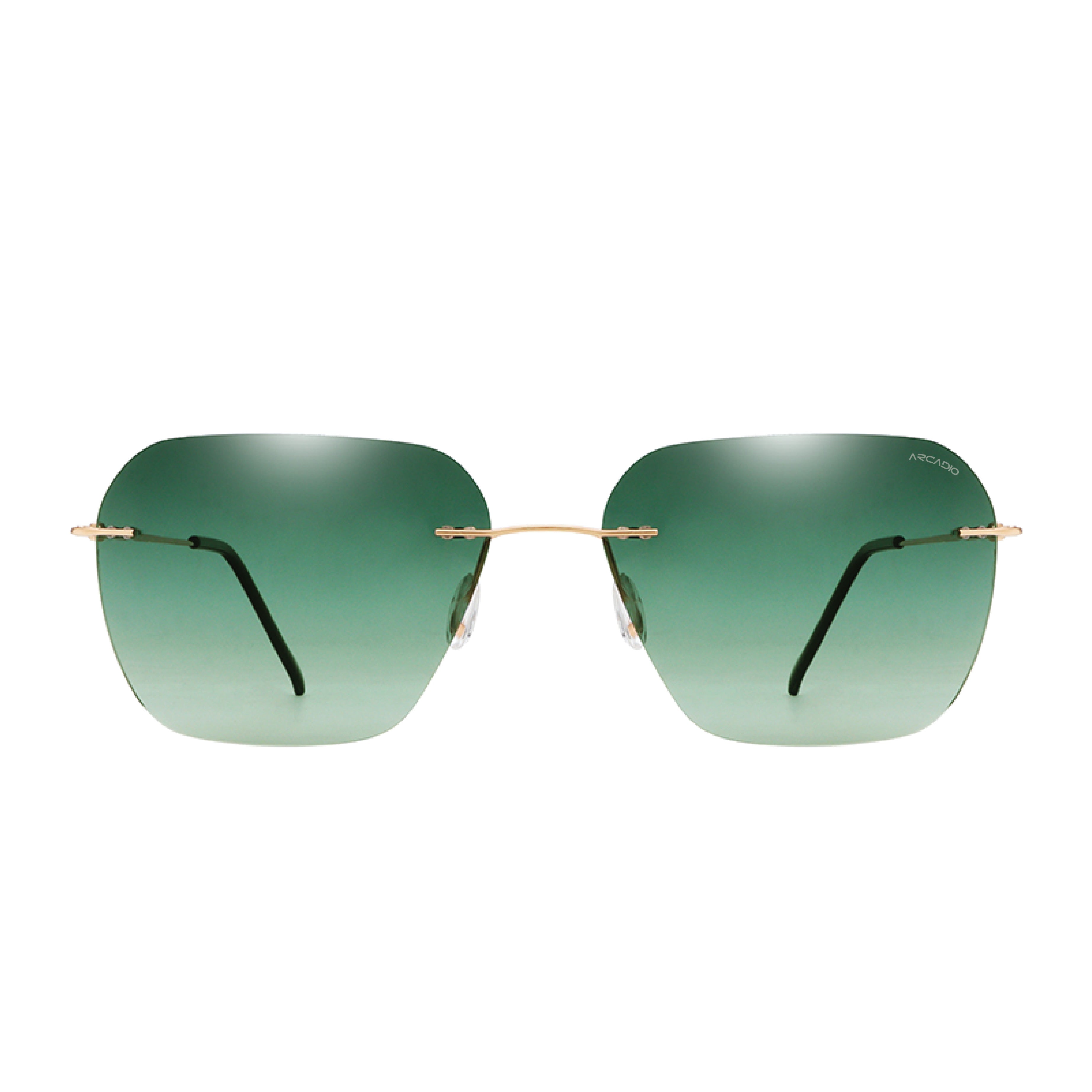 ARCADIO Eclipse Rimless Square Sunglass (Gold, Green) - AR-AK17203-C4GD-G15P