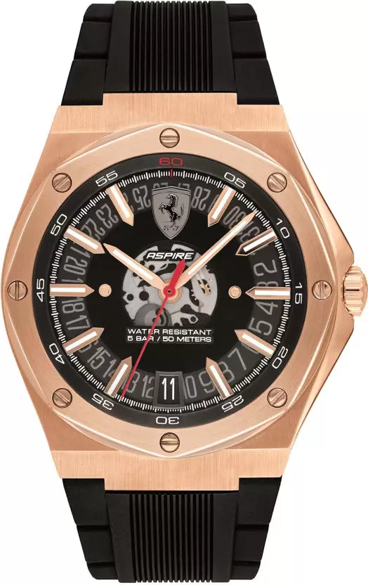 Scuderia Ferrari Aspire Quartz Black Round Dial Men's Watch- 0830872