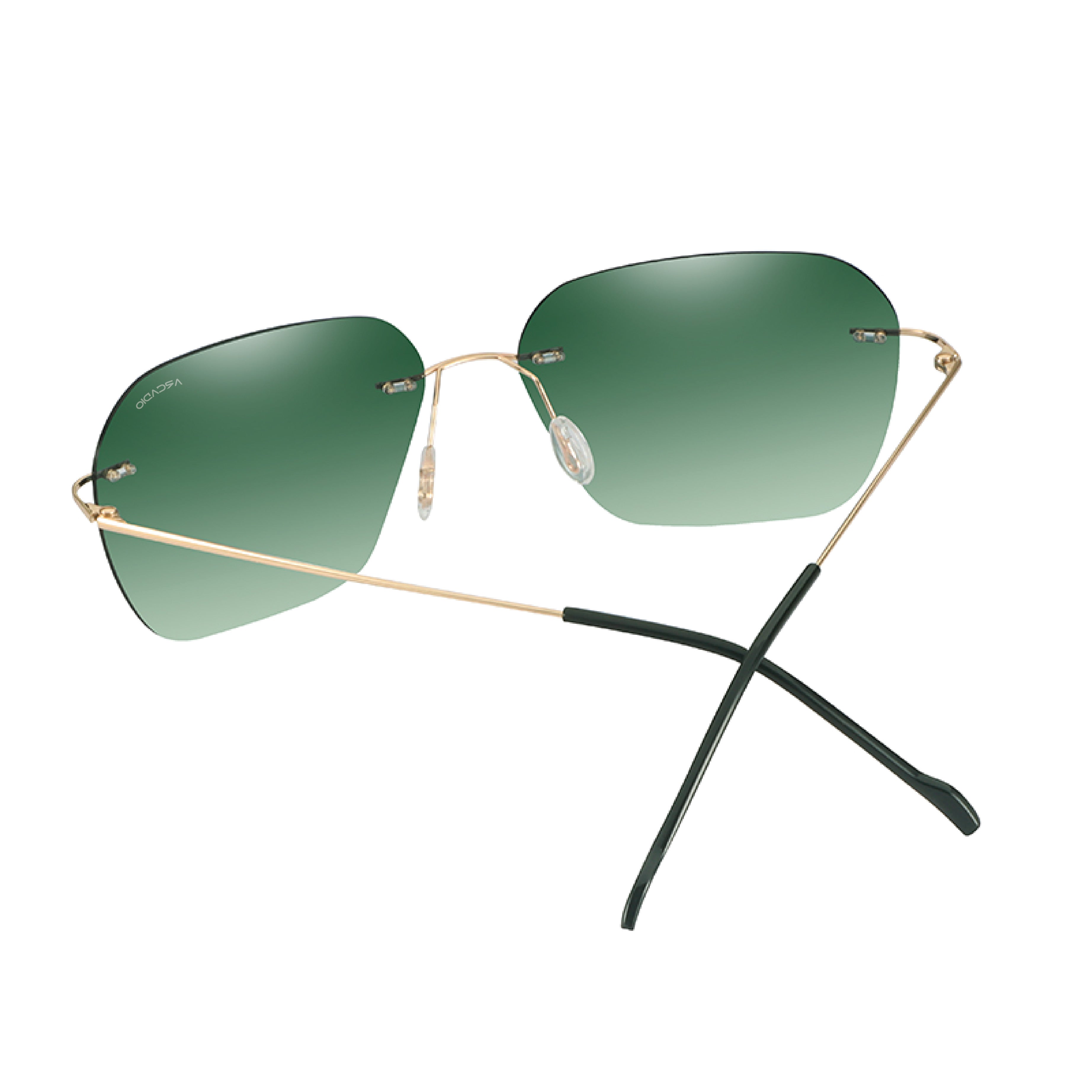 ARCADIO Eclipse Rimless Square Sunglass (Gold, Green) - AR-AK17203-C4GD-G15P