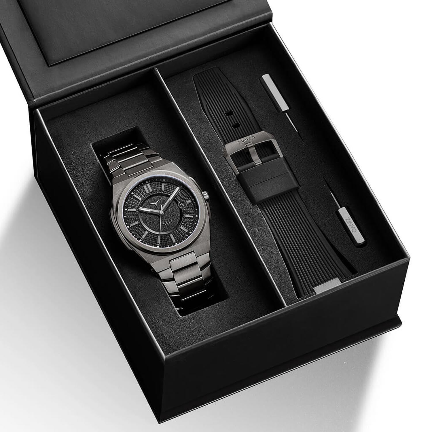 Rival Gunmetal Quartz Men's Watch With Additional Strap - 100-03