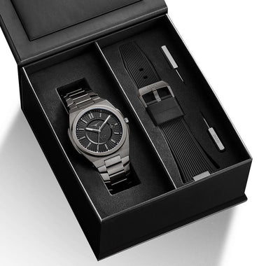 Rival Gunmetal Quartz Men's Watch With Additional Strap - 100-03