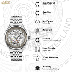Roamer Competence Skeleton III Automatic Men's Watch -  101663 41 55 10N
