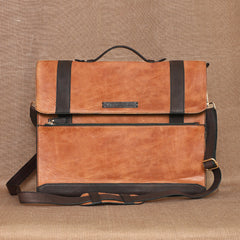 TAN LAD  Basta Briefcase -  Camel with Dark Chocolate