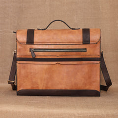 TAN LAD  Basta Briefcase -  Camel with Dark Chocolate