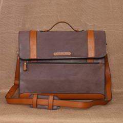 TAN LAD  Basta Briefcase - Black Currant with Tan