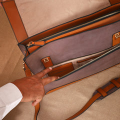TAN LAD  Basta Briefcase - Black Currant with Tan