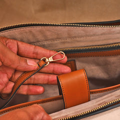 TAN LAD  Basta Briefcase -  Camel with Dark Chocolate