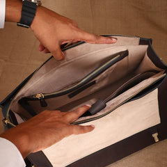TAN LAD  Basta Briefcase -  Camel with Dark Chocolate
