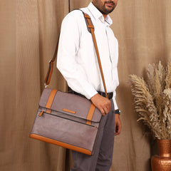 TAN LAD  Basta Briefcase - Black Currant with Tan