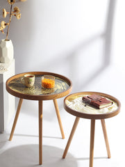 De Maison Decor Oakveil Side Table Set of 2 - Brown