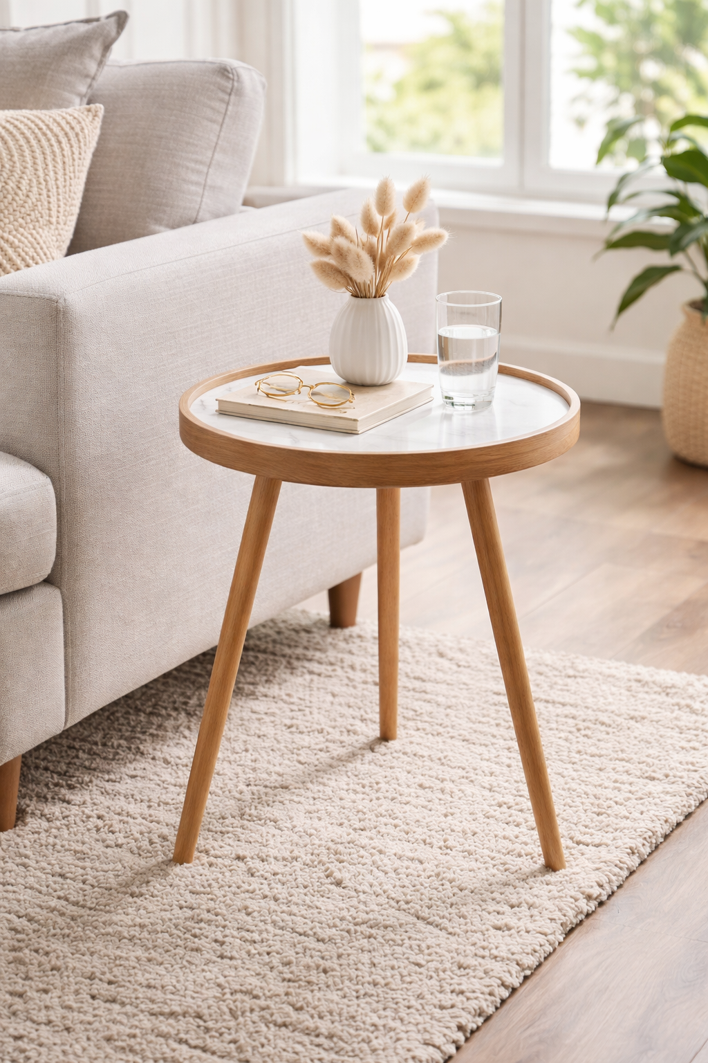 De Maison Decor Marwood Round Large Side Table - White 