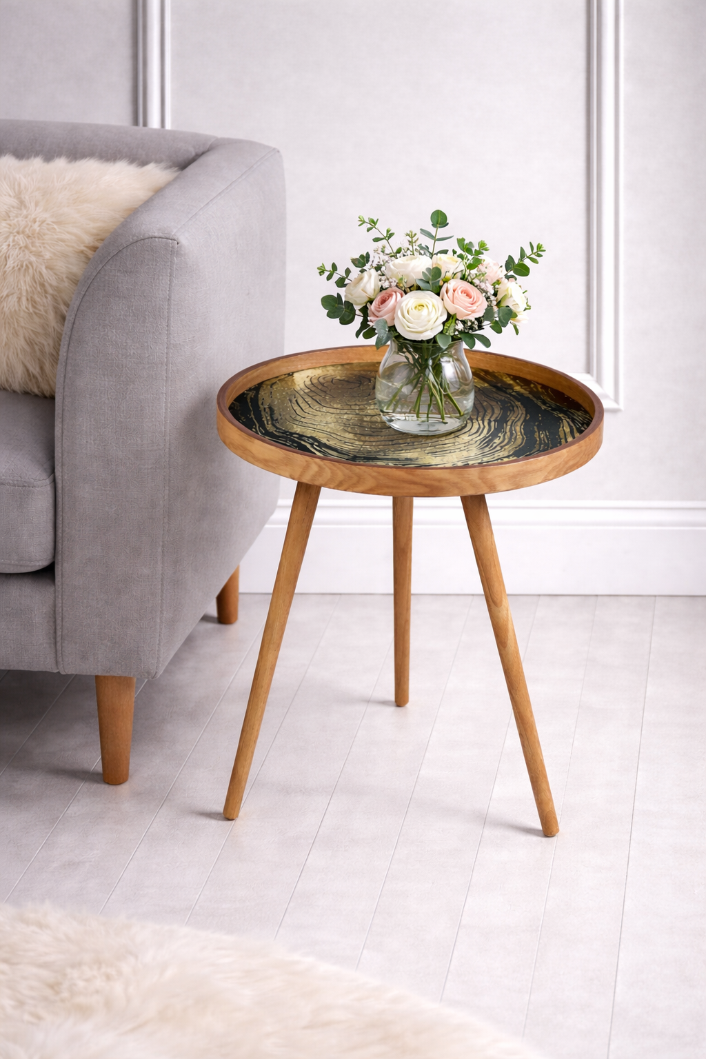 De Maison Decor Oakveil Brown Table Large - Gold & Black