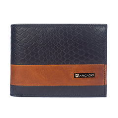 ARCADIO Men's Wallet Navy Double Impact Bifold Dual Toned Leather Wallet for Unique Birthday Anniversary Gift for Men Boy Love Husband Employees Clients