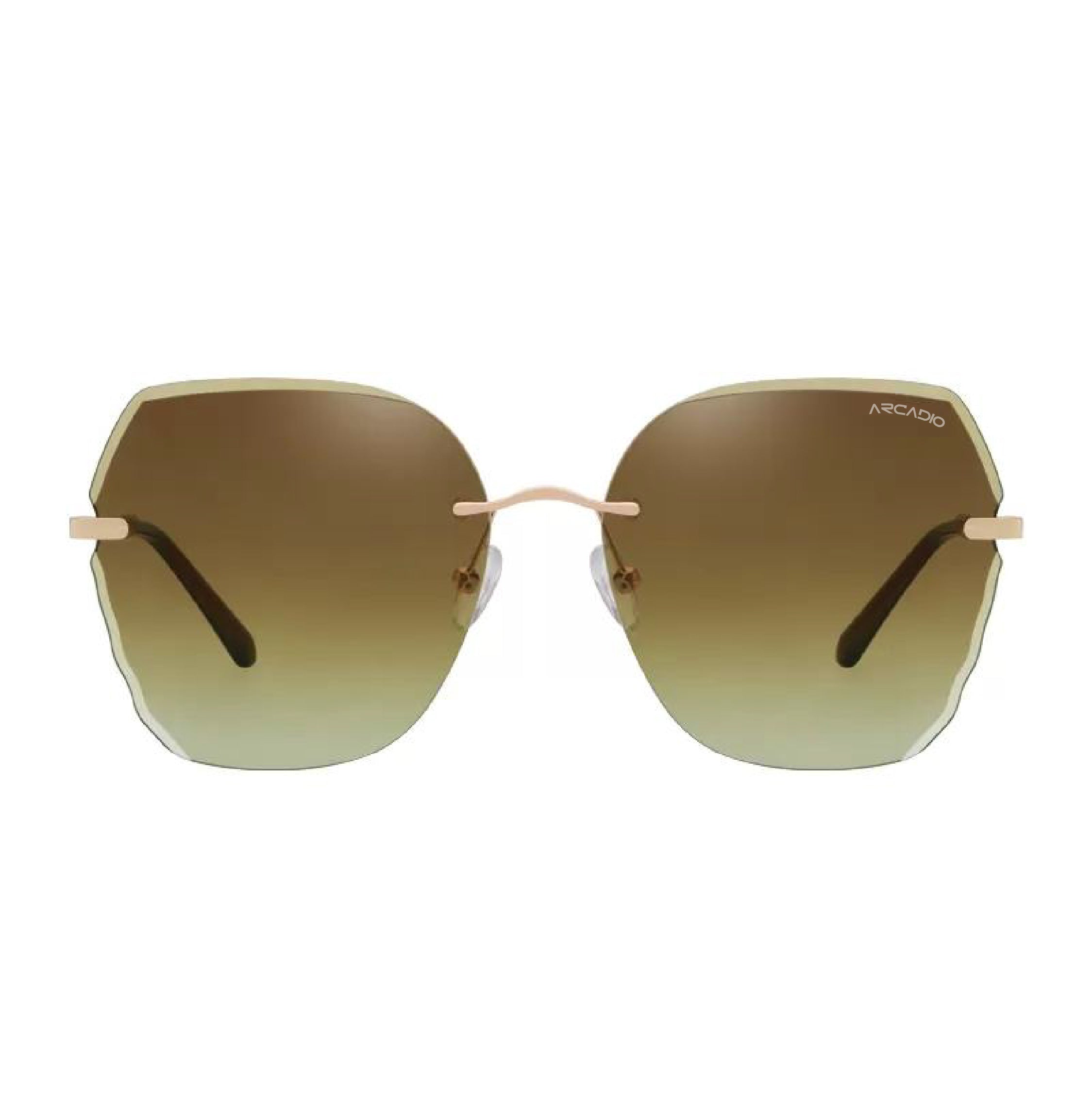 ARCADIO Audrey Over-Sized Sunglass (Gold, Brown) - AR-AK17195-C2GD-BRNL
