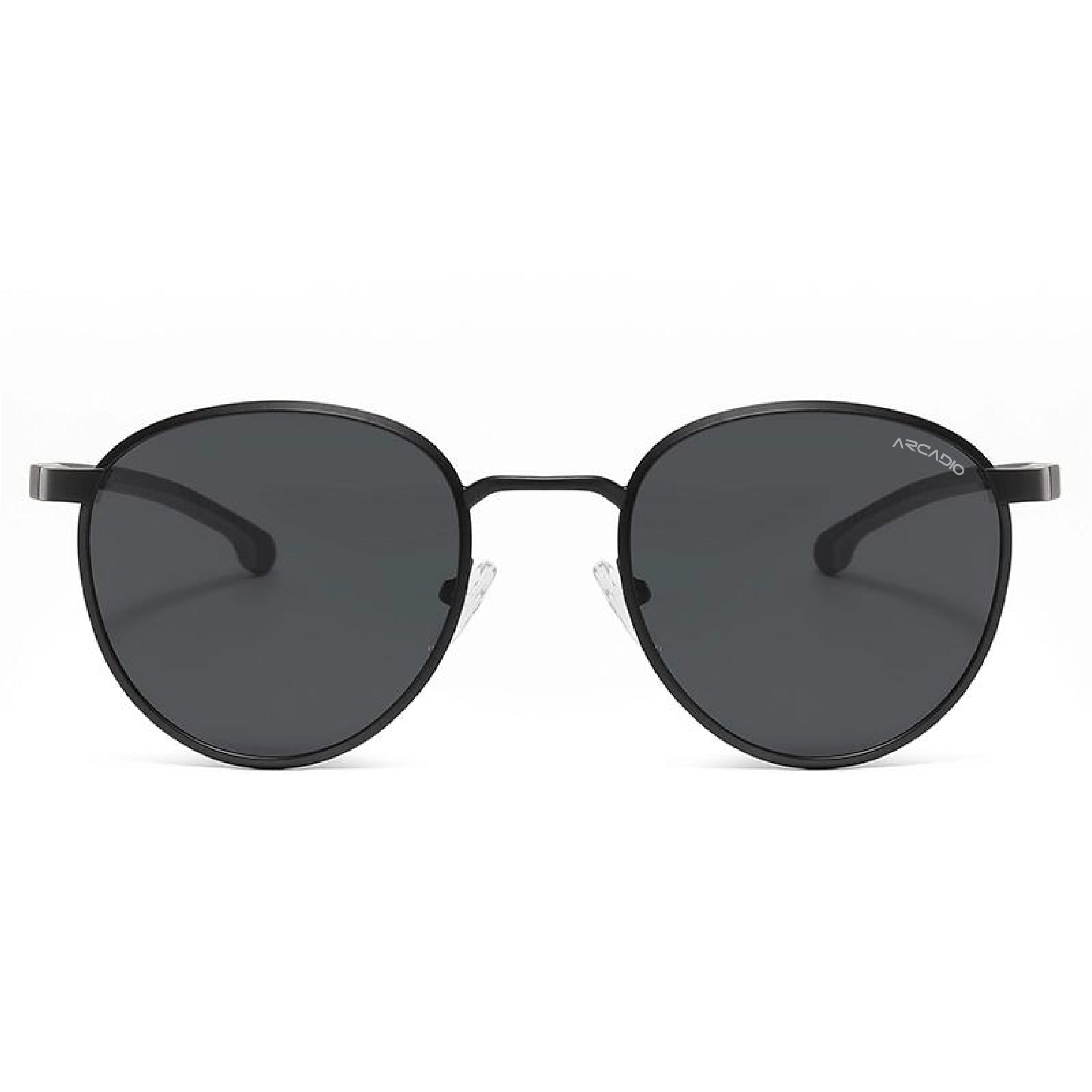 ARCADIO Butler Round Metal Sunglass (Matt Black, Black) - AR-AK17253-C1MB-BKP