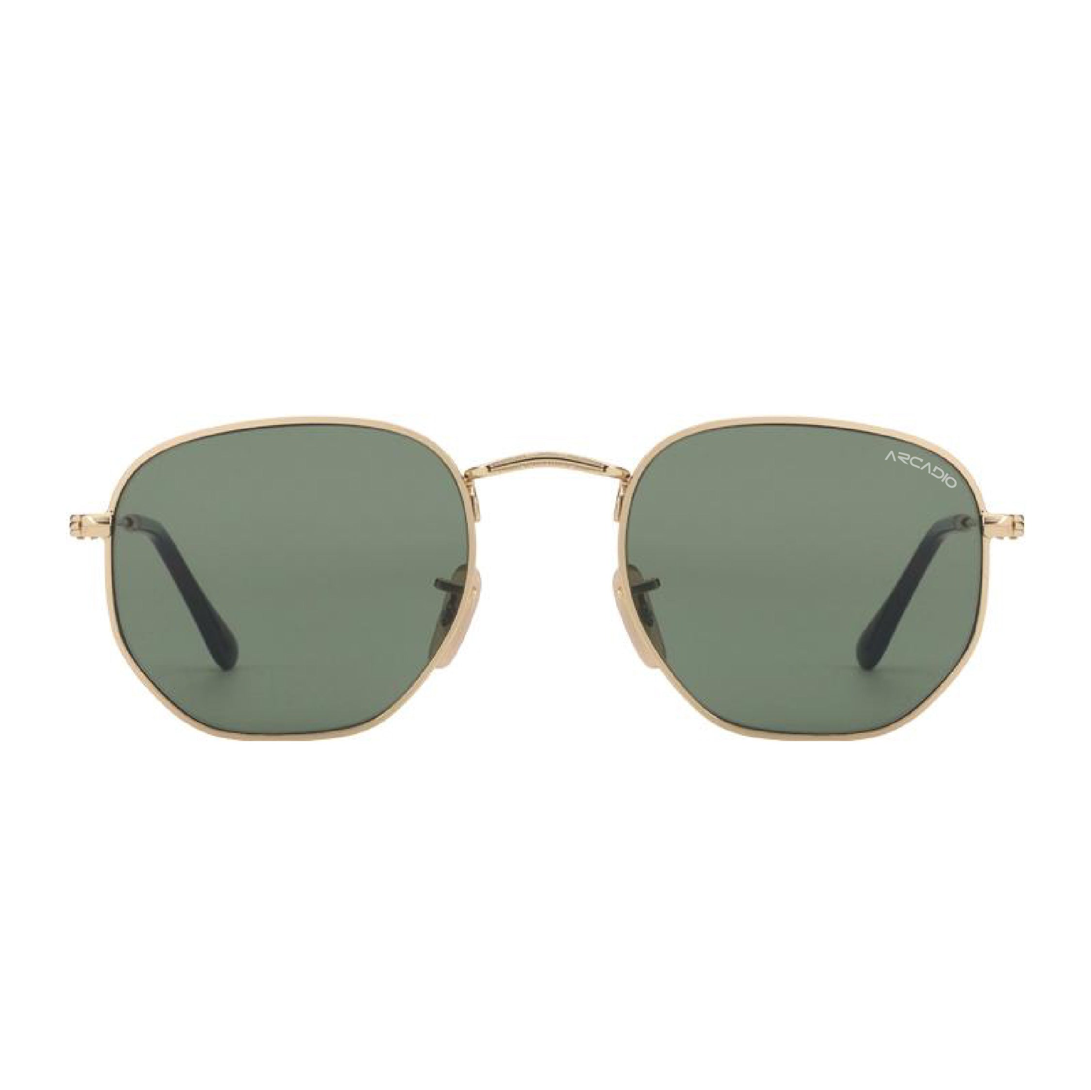 ARCADIO Geohex Retro Metal Sunglass (Golden, G15) - AR-DG3548-C1GD-G15GL