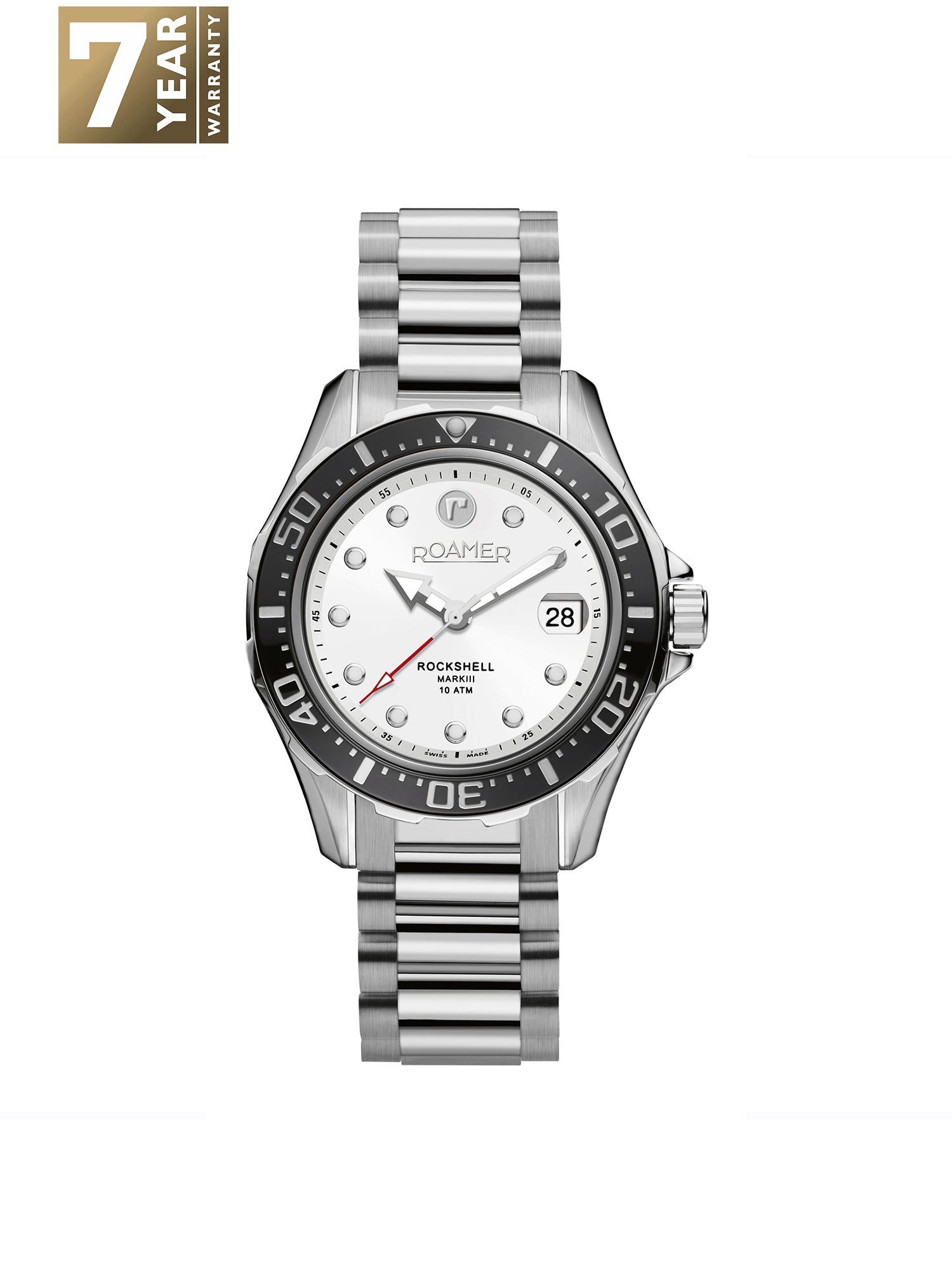 Roamer Rockshell Mark III Analog White Round Dial Men's Watch - 220660 41 25 20