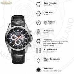 ROAMER Rockshell Mark III Chronograph Black Round Dial Men's Watch- 220837 41 55 02