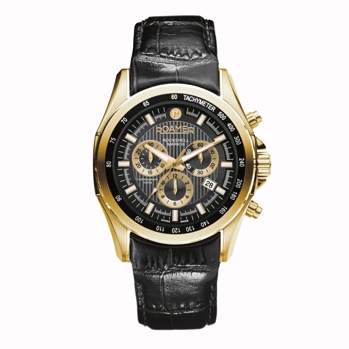 ROAMER Rockshell Mark III Chronograph Black Round Dial Men's Watch- 220837 48 55 02