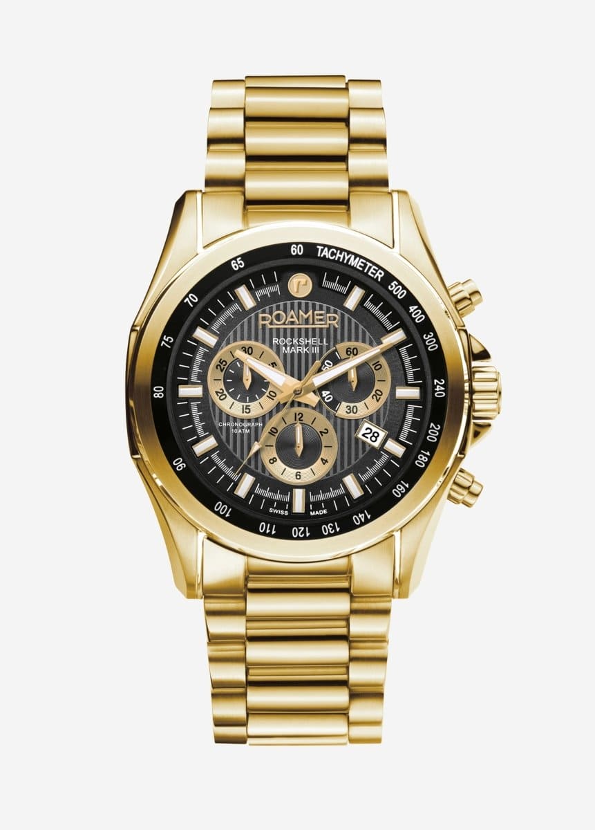 ROAMER Rockshell Mark III Chronograph Black Round Dial Men's Watch- 220837 48 55 20