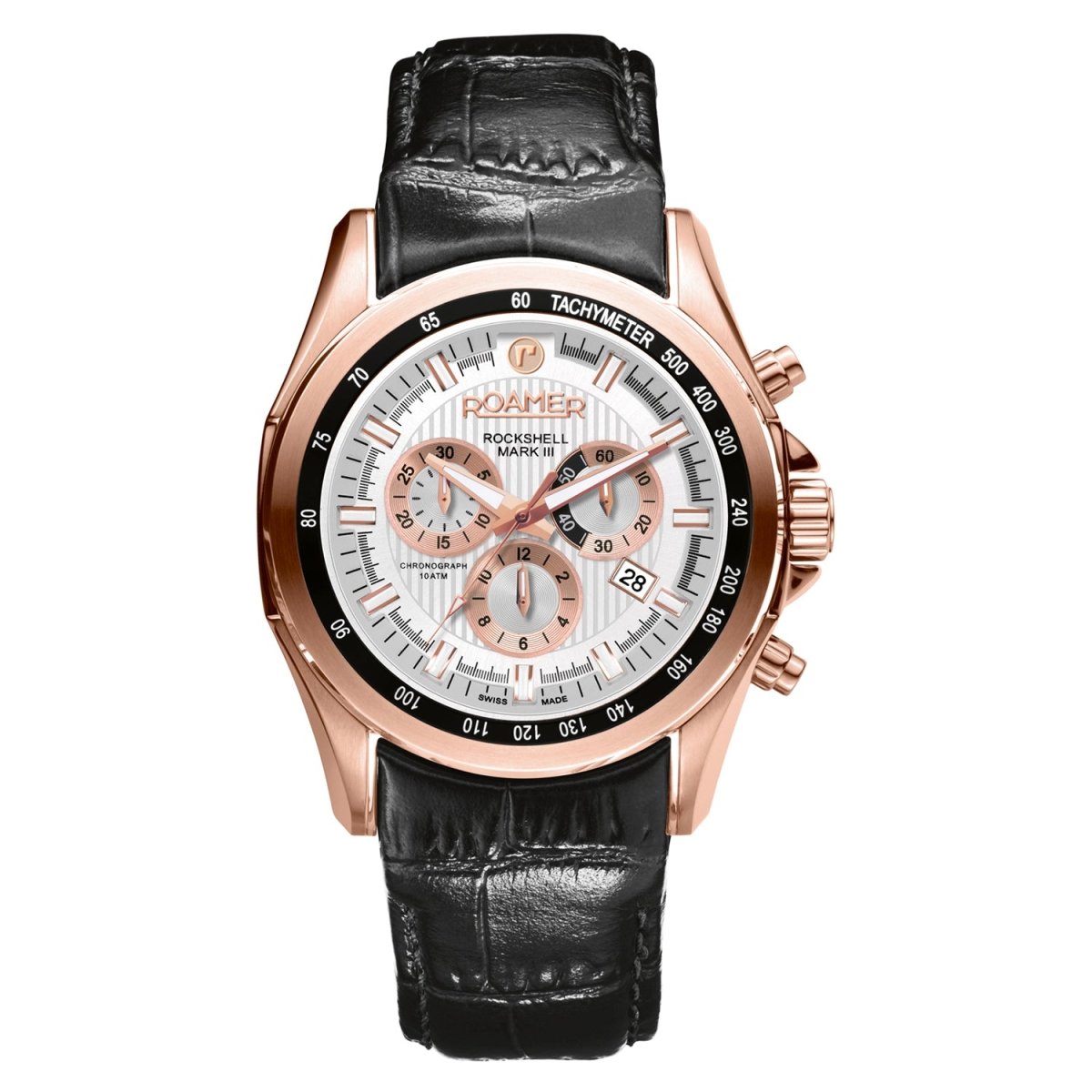 ROAMER Rockshell Mark III Chronograph White Round Dial Men's Watch- 220837 49 25 02