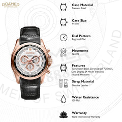 ROAMER Rockshell Mark III Chronograph White Round Dial Men's Watch- 220837 49 25 02