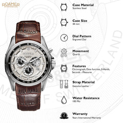 Roamer Rockshell Mark III Chrono Analog Silver Round Dial Men's Watch - 220837 41 15 02