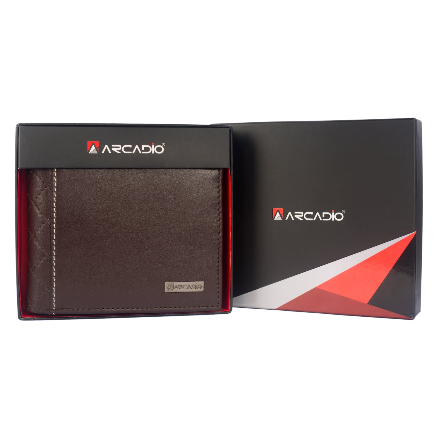 ARCADIOMen's Wallet Brown Diamond Decor Diamond Stitch Leather Wallet for Unique Birthday Anniversary Gift for Men Boy Love Husband Employees Clients