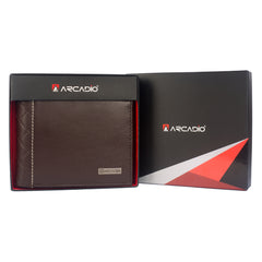 ARCADIOMen's Wallet Brown Diamond Decor Diamond Stitch Leather Wallet for Unique Birthday Anniversary Gift for Men Boy Love Husband Employees Clients