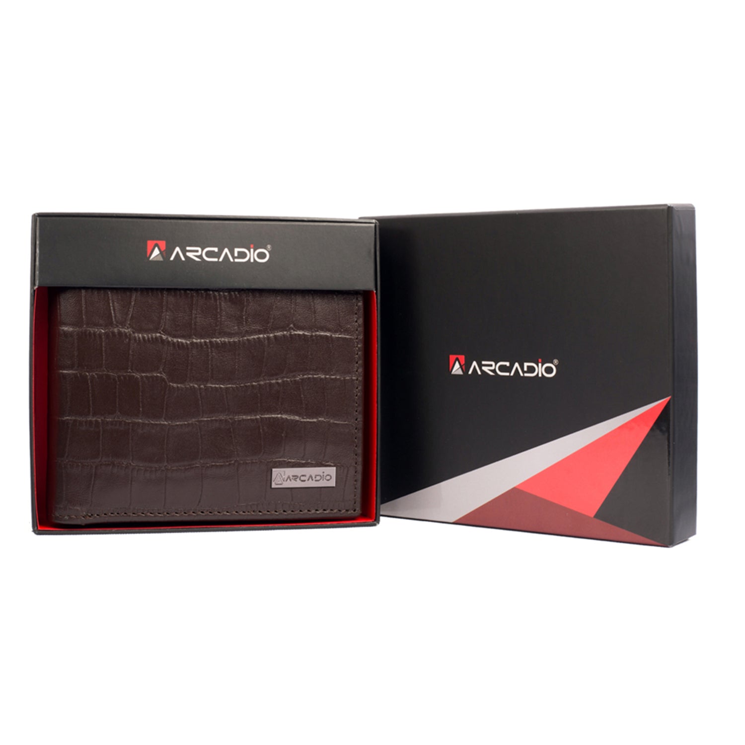 ARCADIO Men's Wallet Crock ‘N’ ROLL Bifold Brown Croc Pattern Leather Wallet for Unique Birthday Anniversary Gift for Men Boy Love Husband Employees Clients