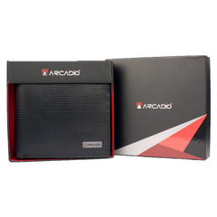ARCADIO Men's Wallet Black Meshmerize Bifold Dual Toned Leather Wallet for Unique Birthday Anniversary Gift for Men Boy Love Husband Employees Clients