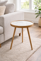 De Maison Decor Marwood Round Large Side Table - White