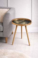 De Maison Decor Oakveil Brown Table Large - Gold & Black