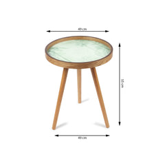 De Maison Decor Round Wooden Side Table Set of 2 -  Brown & White